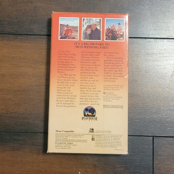 Vintage 1986 "Big Jake" VHS Tape - Picture 3 of 4